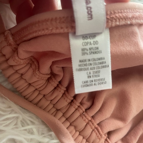 Luli fama DD top.  Rose color. Wavey ruched tie side bottoms size small - Picture 8 of 10